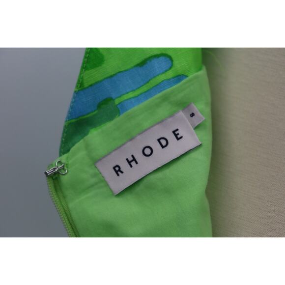 RHODE Paolo Linen Midi Dress Size 8 Retail $495 Tiki Hawaiian Inspired Wrap Neck - Picture 12 of 16